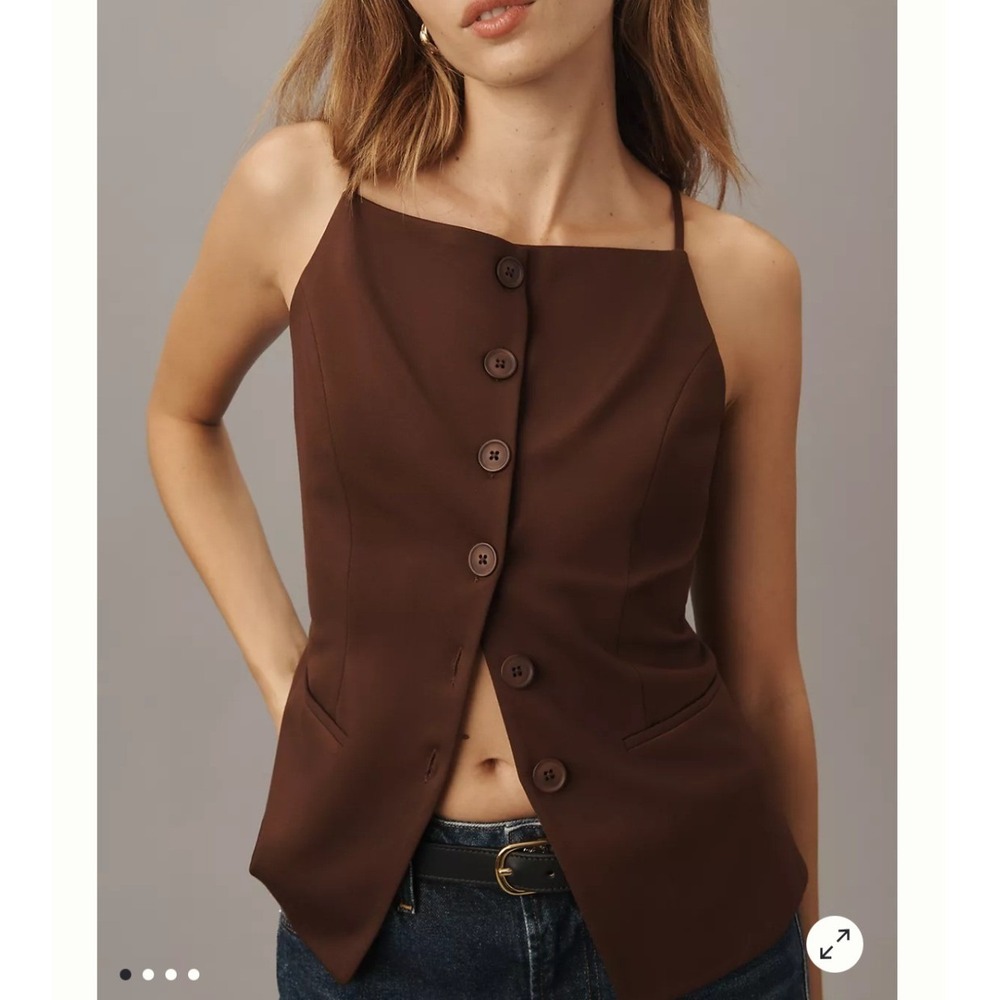 Sunday in Brooklyn Ponte Apron Vest Tank Brown Womens L Dark Academia Modern